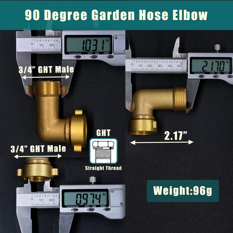 DeTii Brass-Garden-Hose-Elbow-Connector  90-Degree-Heavy-Duty-Hose-Elbow  Water-Hose-Elbow-For-Rv  Brass Pipe Fittings Hose Elbow  Water Intake Hose-Adapter-3/4-Inch-Ght-Male-and-Female (1) - Image 2